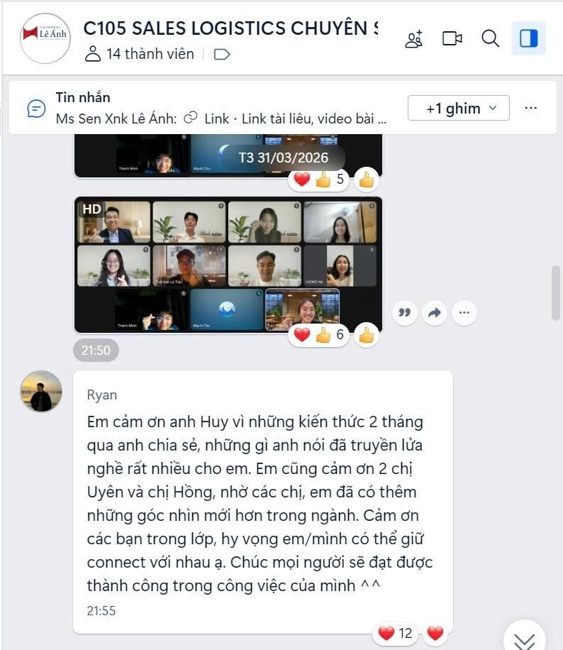 phản hồi học viên sau khóa học sales logistics