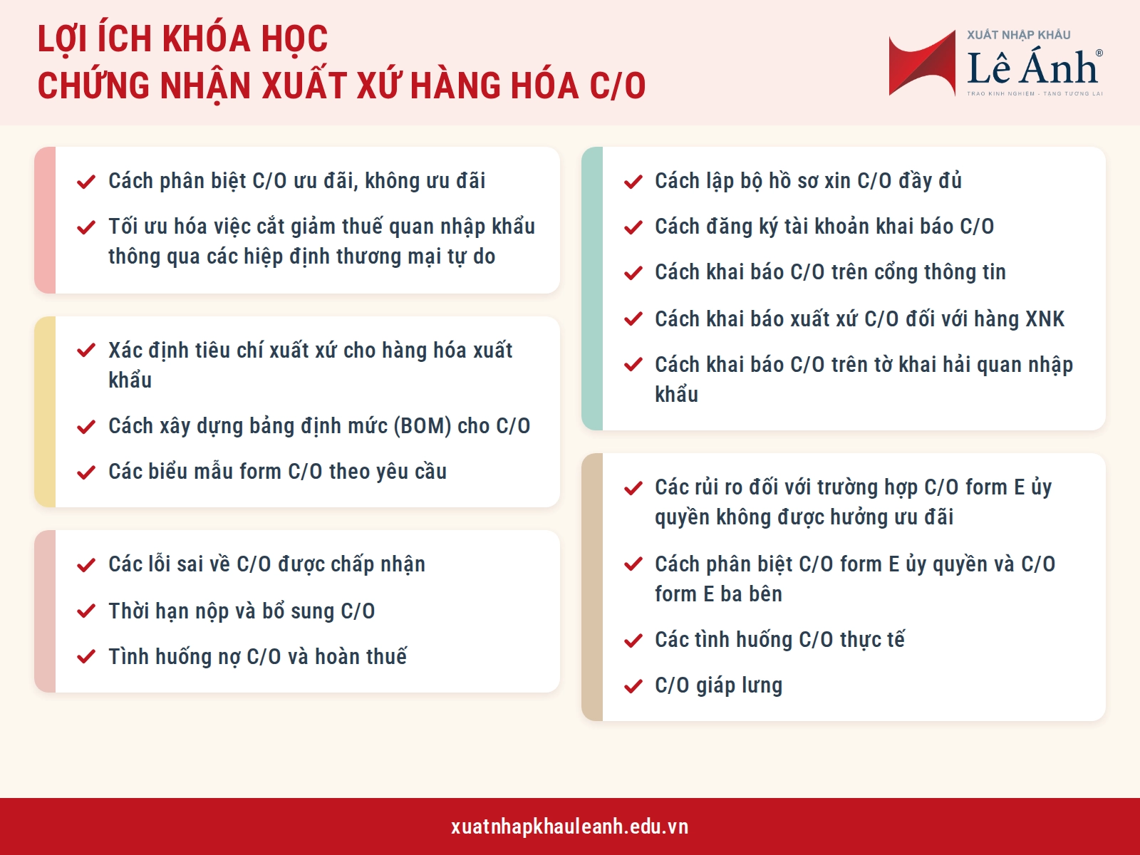 Lợi ích khóa học chứng nhận xuất xứ hàng hóa C/O