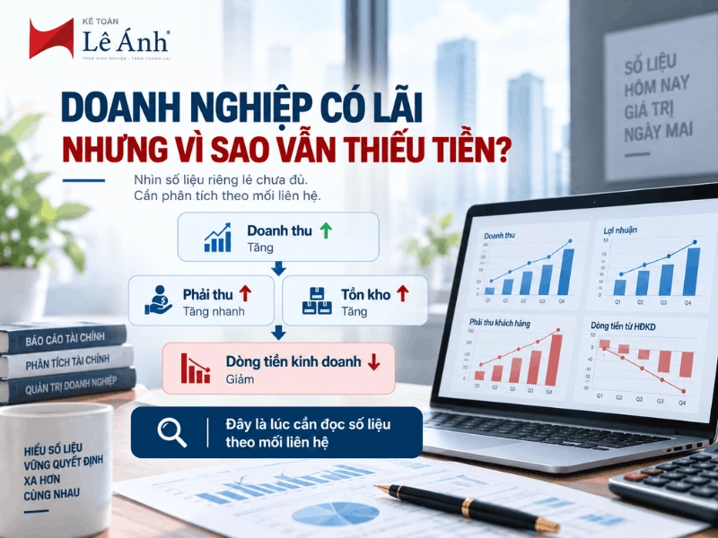 Phân tích dòng tiền doanh nghiệp có lãi nhưng vẫn thiếu tiền qua doanh thu, công nợ và tồn kho