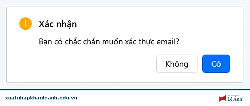 xác nhận xác thực email tài khoản khai báo hải quan