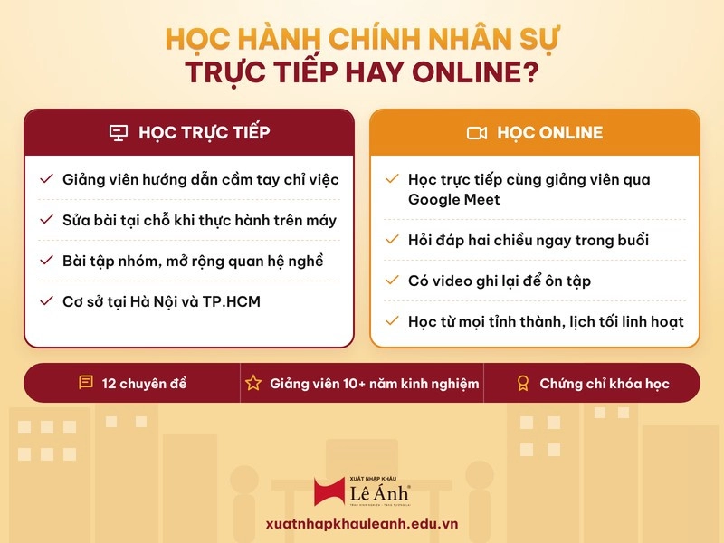 học hành chính nhân sự trực tiếp và online