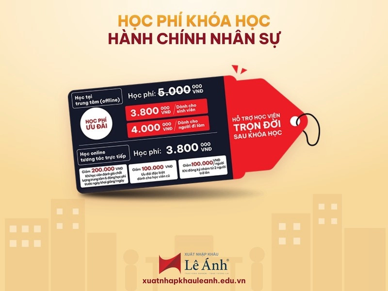 Học phí khóa học hành chính nhân sự tại Lê Ánh HR