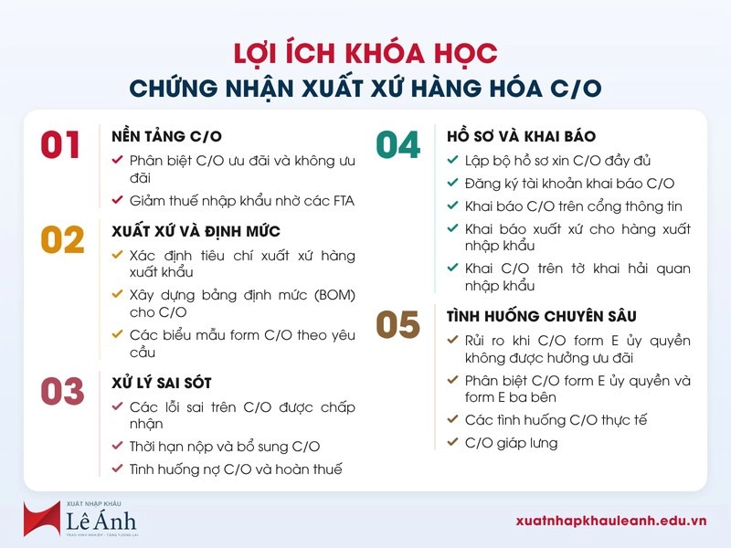 Lợi ích khóa học chứng nhận xuất xứ hàng hóa C/O