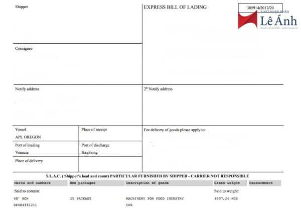 Thuật ngữ trên vận đơn