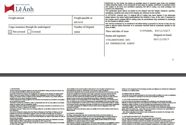 Thuật ngữ trên vận đơn cần ghi nhớ