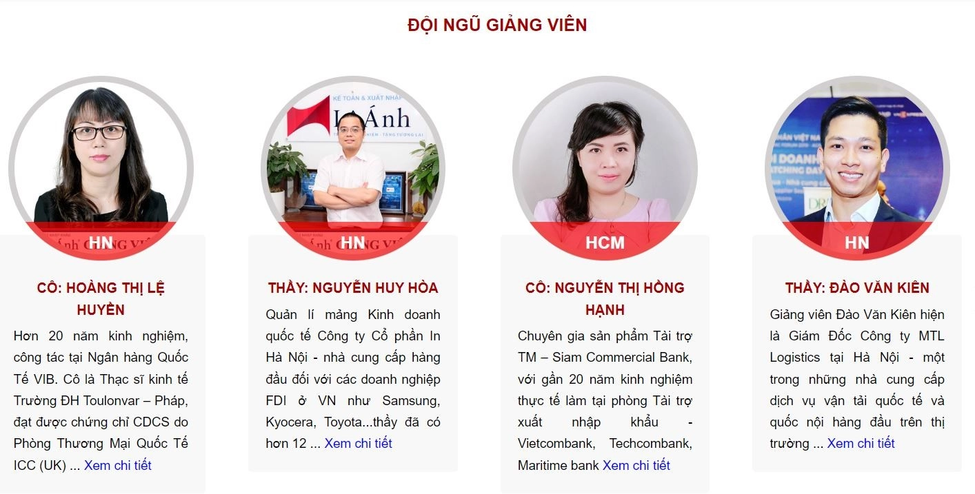 đội ngũ giảng viên khóa học xuất nhập khẩu