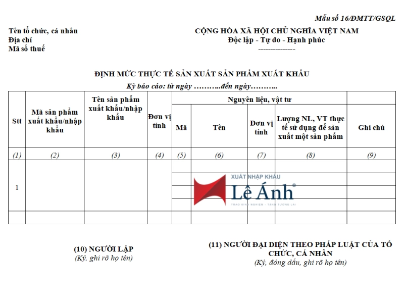 Mẫu 16/ĐMTT/GSQL