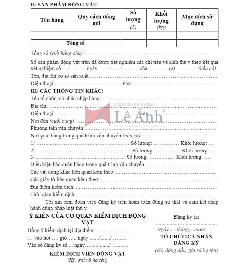 Mẫu kiểm dịch động vật