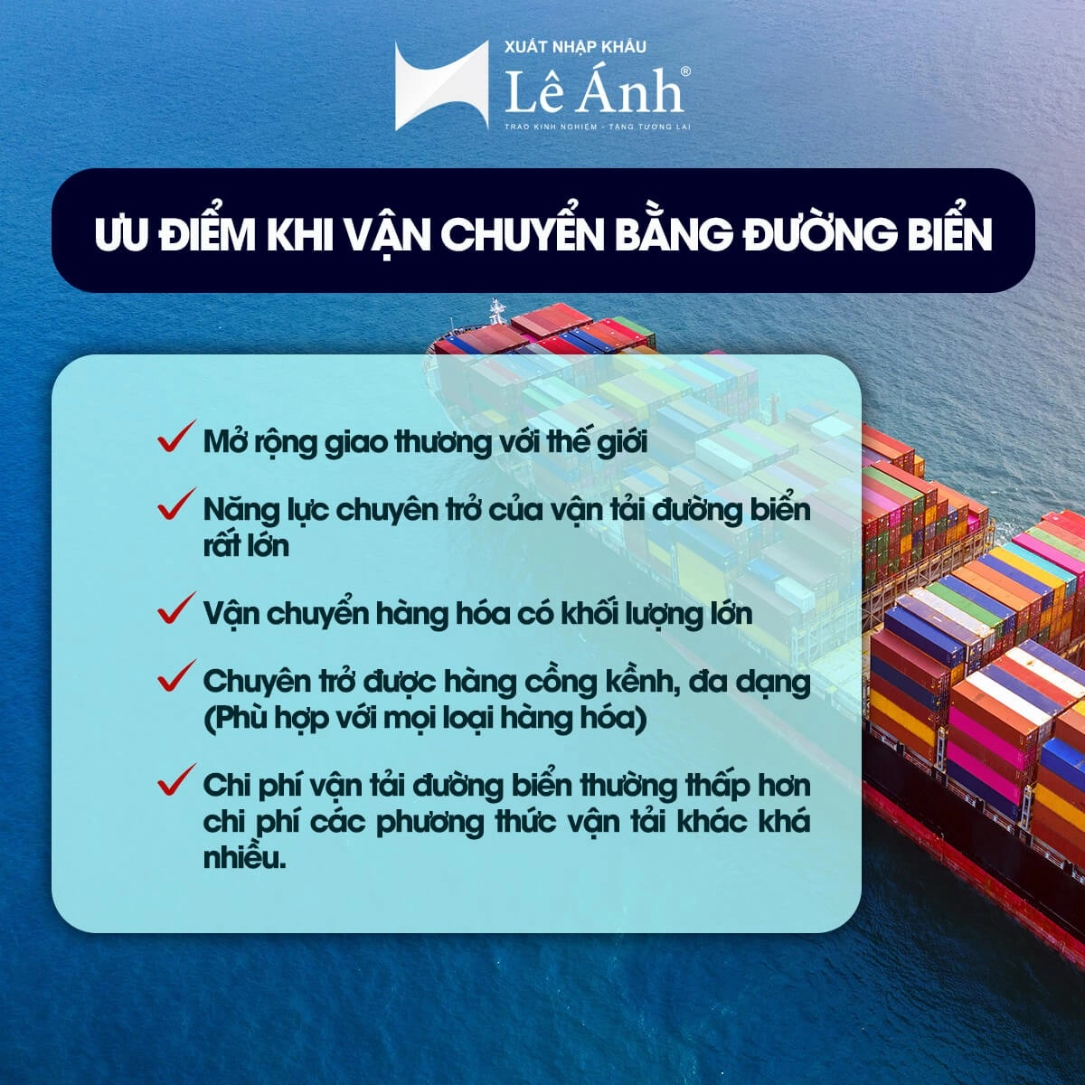 Ưu điểm khi vận chuyển hàng hóa bằng đường biển