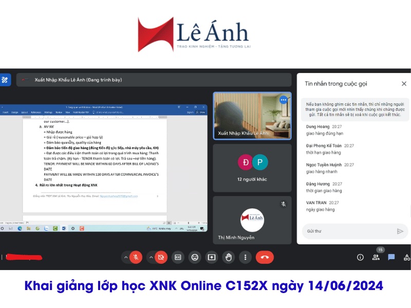 Lớp học xuất nhập khẩu online C152X