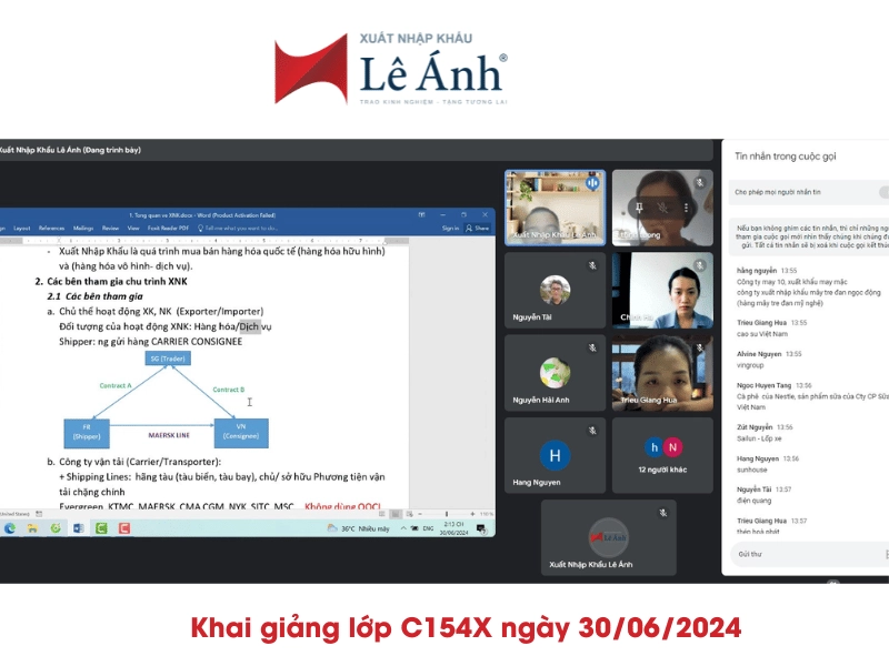 Khai giảng lớp học xuất nhập khẩu online